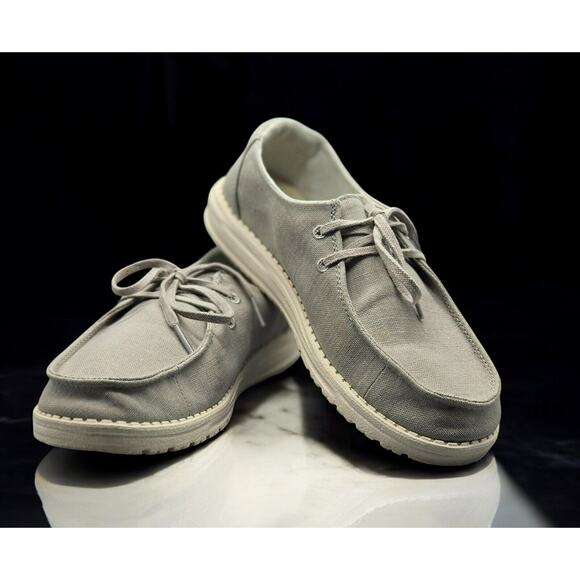 Hey Dude Womens Size 8 Wendy Chambray Light Grey On Shoes - Picture 1 of 9